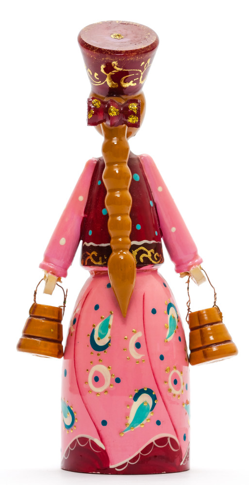 170 mm Russian Girl in Kokoshnik with Buckets hand painted Wooden Doll (by Summer Shine)
