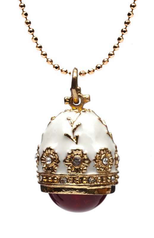 Amber White Egg Pendant