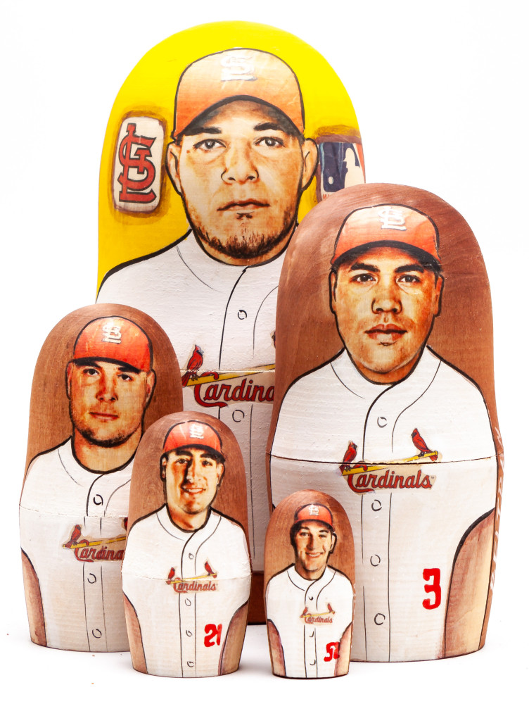 180mm Molina from St Louis Cardinals Hand Painted Matryoshka Doll 5 pcs (by Konstantin Studio)