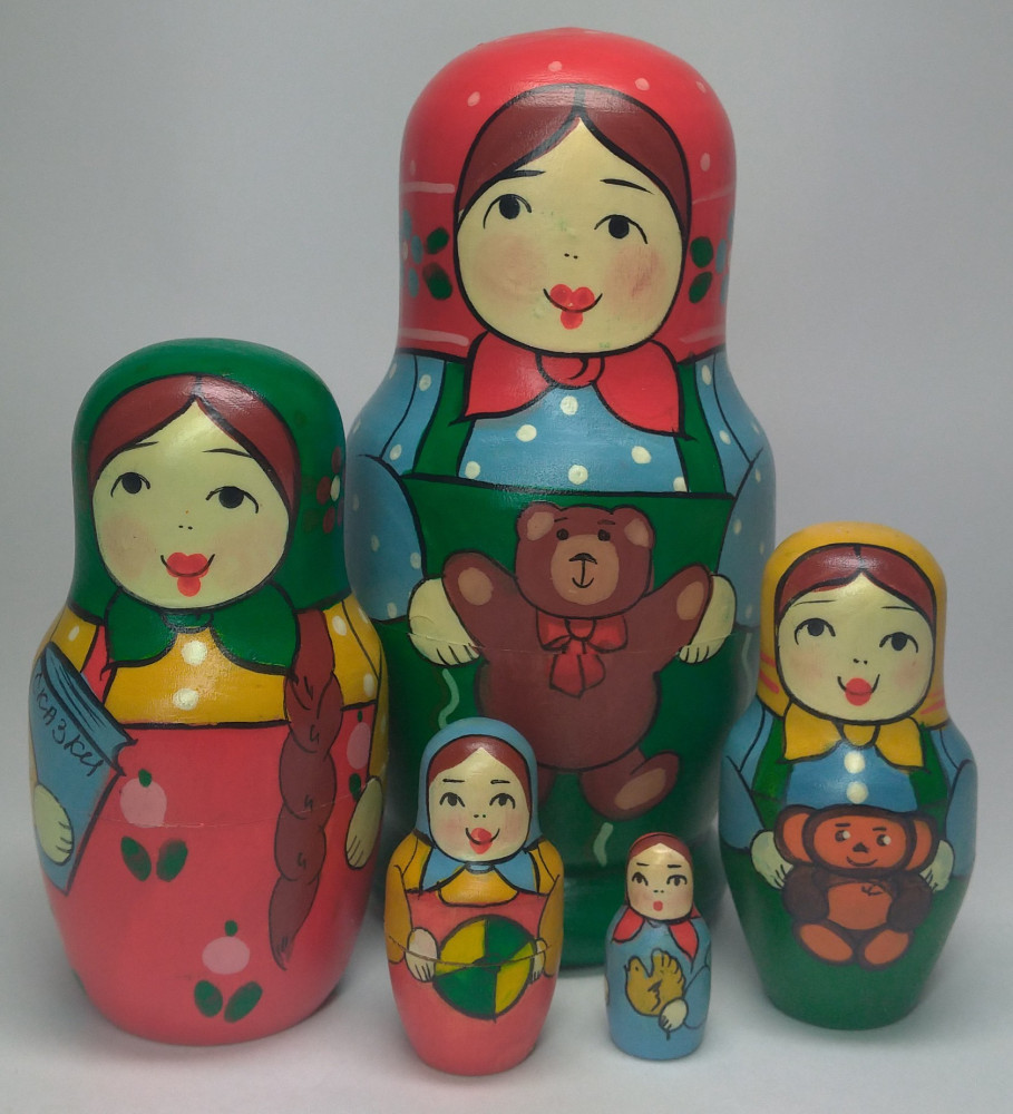 Shop Exclusive Nesting Dolls 110mm Mistress with Toy Bear hand painted Traditional Russian Wooden Matryoshka doll 5 pcs (by Igor Malyutin) online at Skazka.site | Eligible for fast shipping and free returns. 110mm Mistress with Toy Bear hand painted Traditional Russian Wooden Matryoshka doll 5 pcs (by Igor Malyutin)