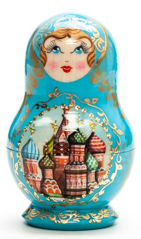 88 mm Moscow Snt Basil Cathedral hand painted wooden Matryoshka doll 5 pcs (by A Studio)