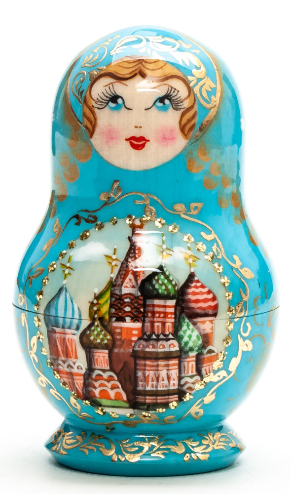88 mm Moscow Snt Basil Cathedral hand painted wooden Matryoshka doll 5 pcs (by A Studio)