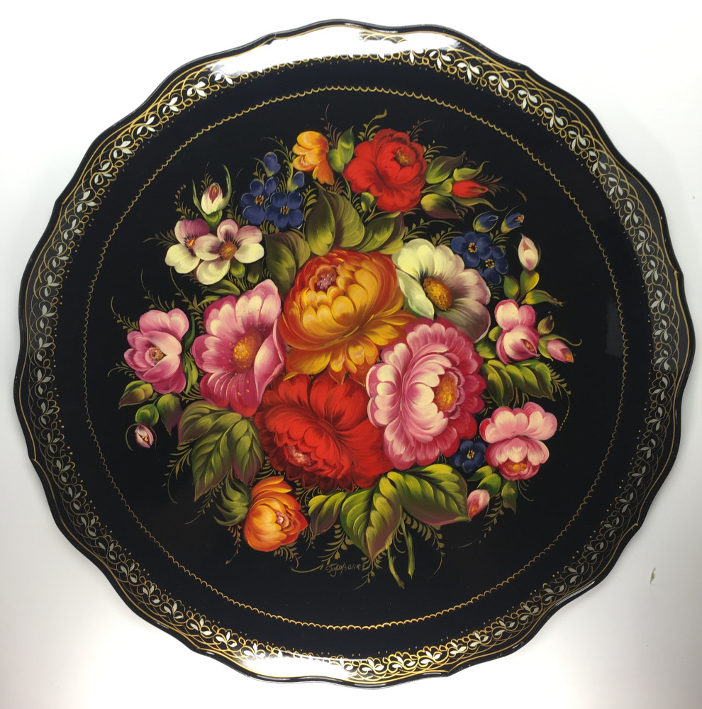 Zhostovo Hand Painted Metal Tray