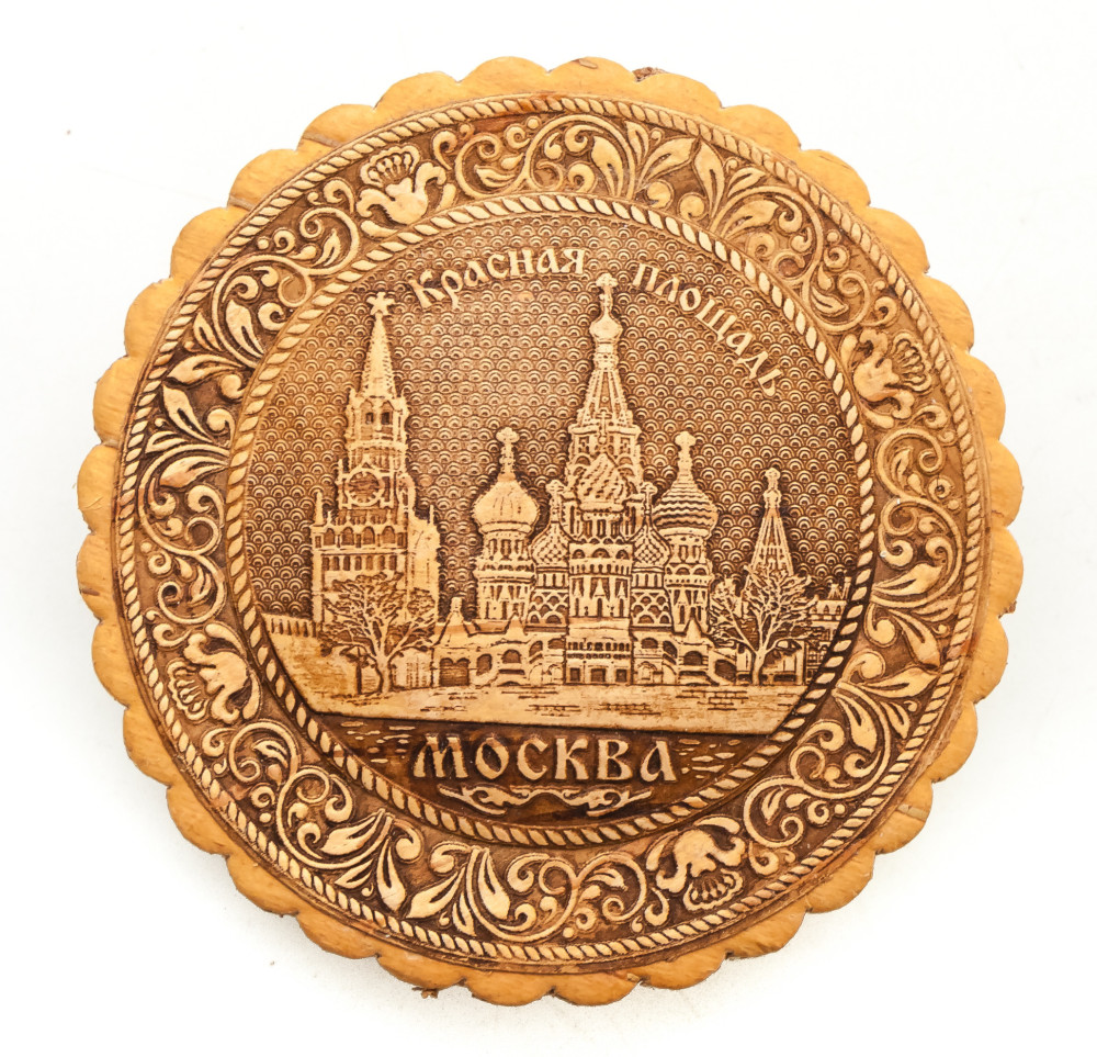  d 70 mm Red Square hand made Birchbark Jewelry Box (by Maxim Birch)