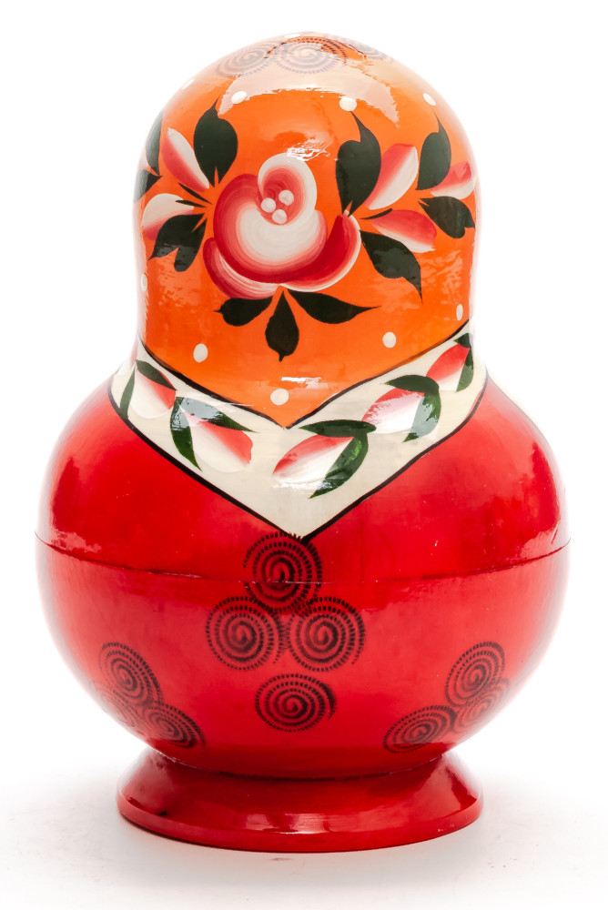 Semenovskaya Russian Matryoshka Nesting Doll orange head round shape 10 pcs inside