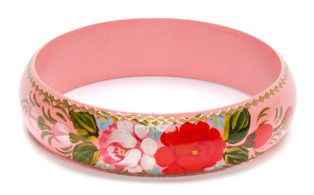 80x20 mm Zhostovo Hand Painted Bracelet (by Lada Workshop)