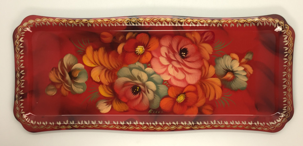 Zhostovo Hand Painted Metal Tray