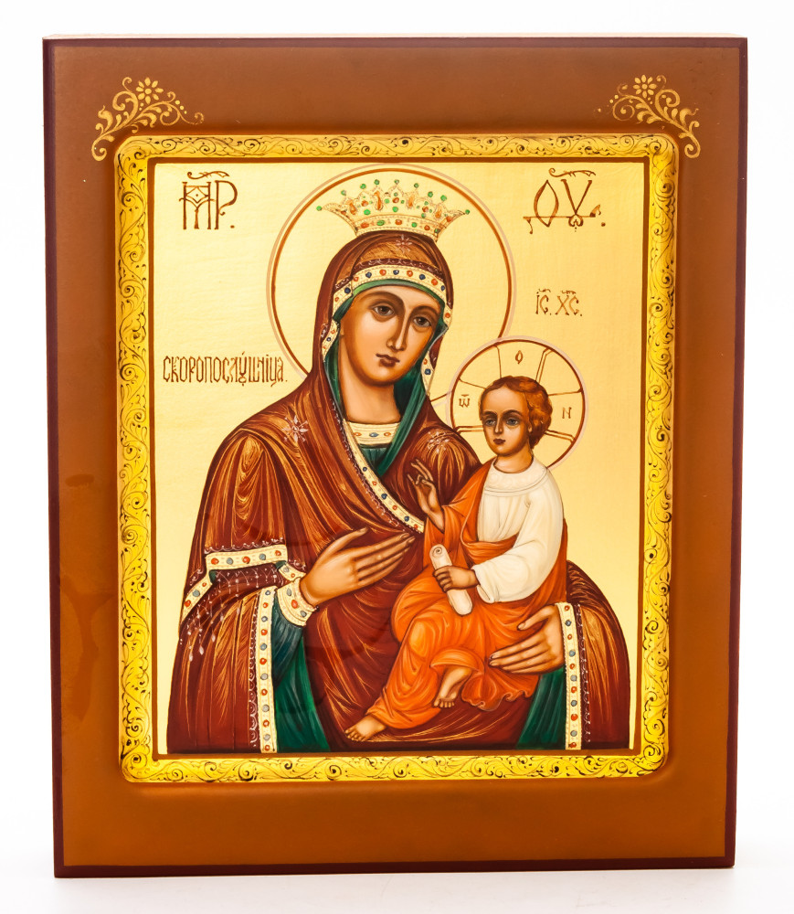 150x180mm Virgin Mary Gorgoepekoos handpainted wooden Icon (by Galina Studio)