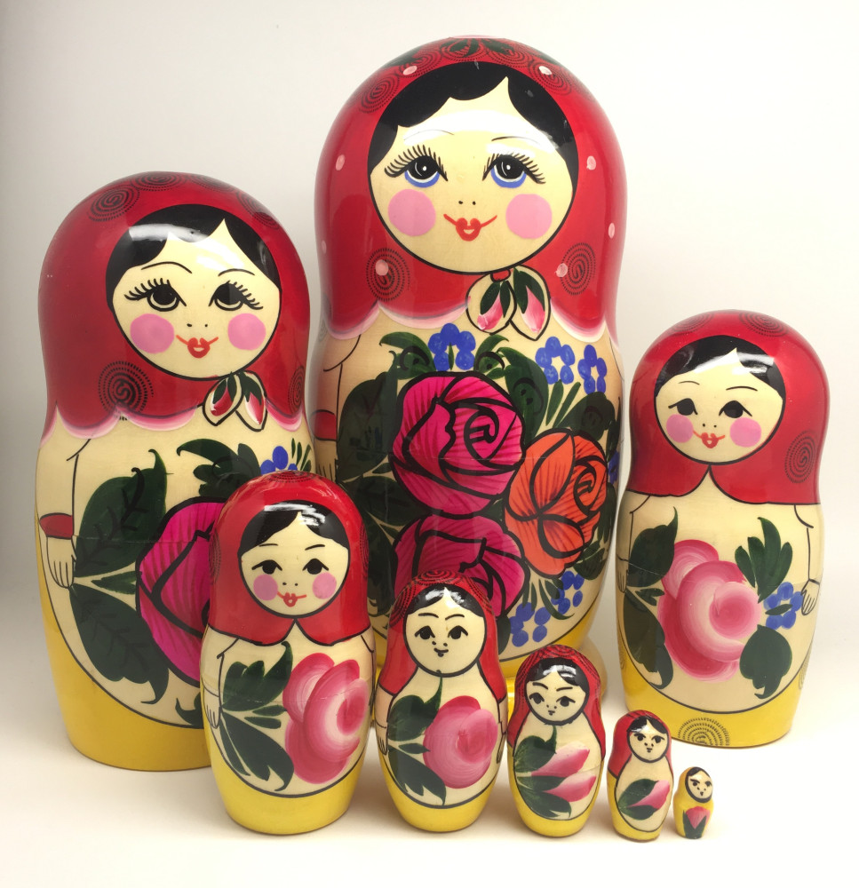 U Semenovskaya Hand Painted Matryoshka Doll 8 pcs