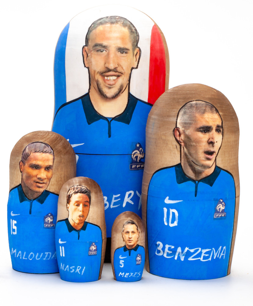 100mm Frank Ribery from France Hand Painted Matryoshka Doll 5 pcs (by Konstantin Studio)