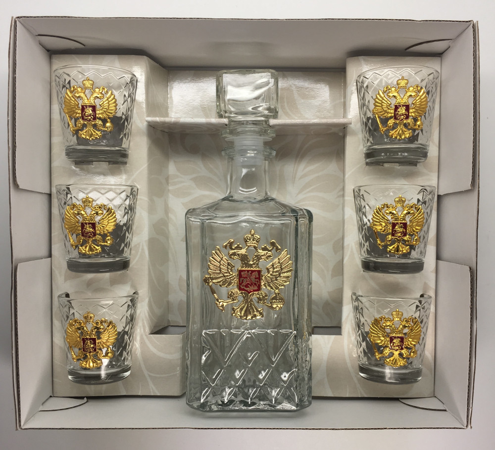 Russia Coat of Arms Decanter and Glasses Set