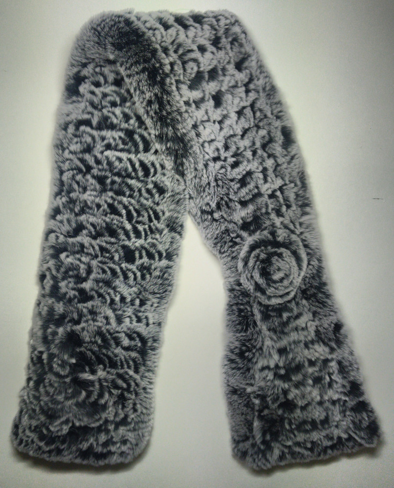 U 120x900 mm Knitted Rabbit Hair Tie with Knitted Rose (different colours)