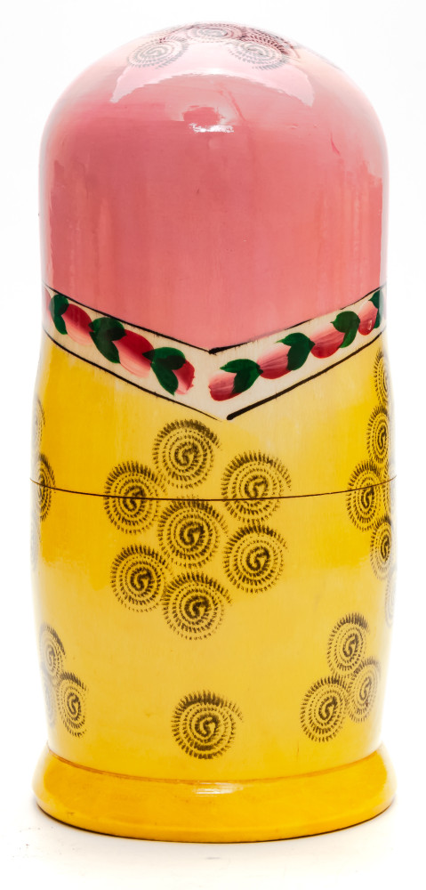 205 mm Pink Head Semenovskaya handpainted wooden Matryoshka Doll 8 pcs (by Ivan Studio)