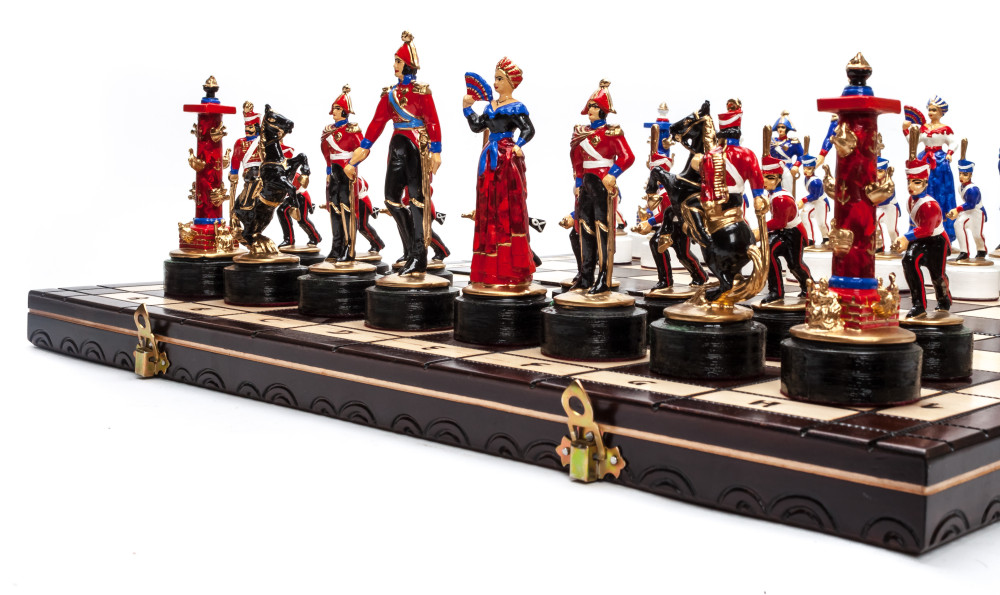 490x490 mm The Battle of Borodino handpainted figures on wooden Chess Board (by Fyodor Chess Studio)
