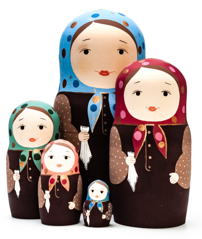 140mm Russian Matryoshka hand painted Matryoshka doll 5pcs