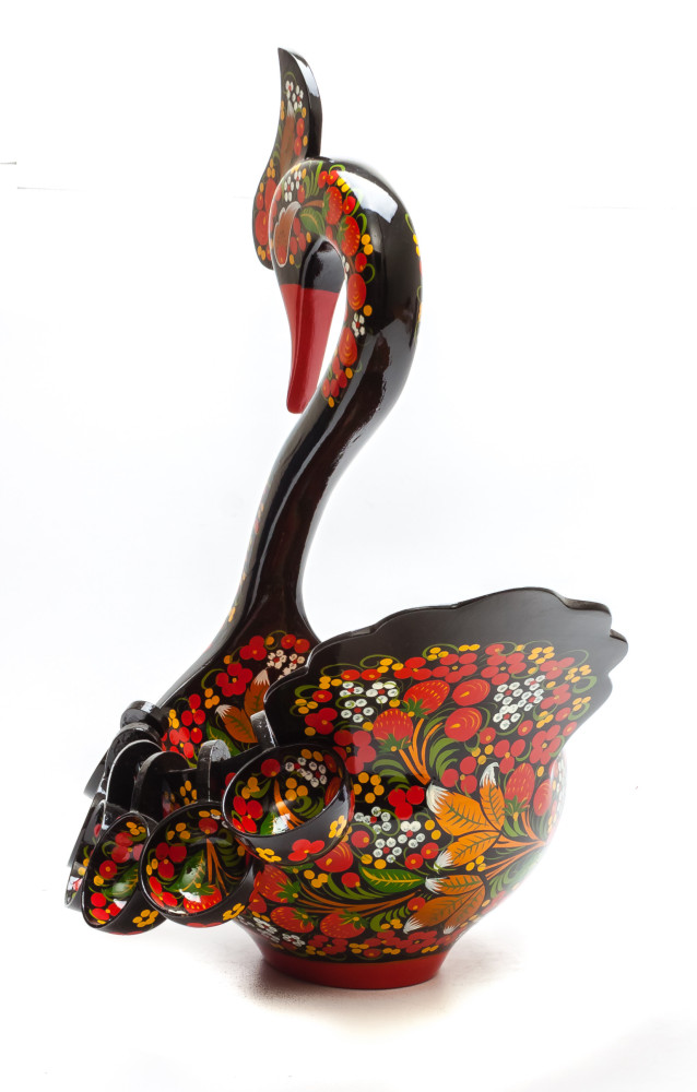 180x280 mm Duck Khokhloma hand painted wooden Ladle for Wine with small Ladles