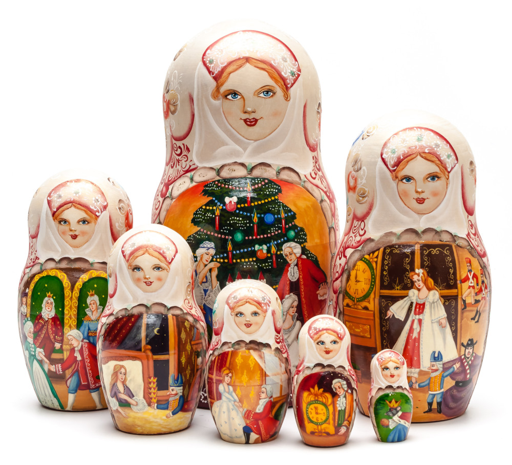 240 mm The Nutcracker handpainted Wooden Matryoshka Doll 7 pcs (by Skazka)