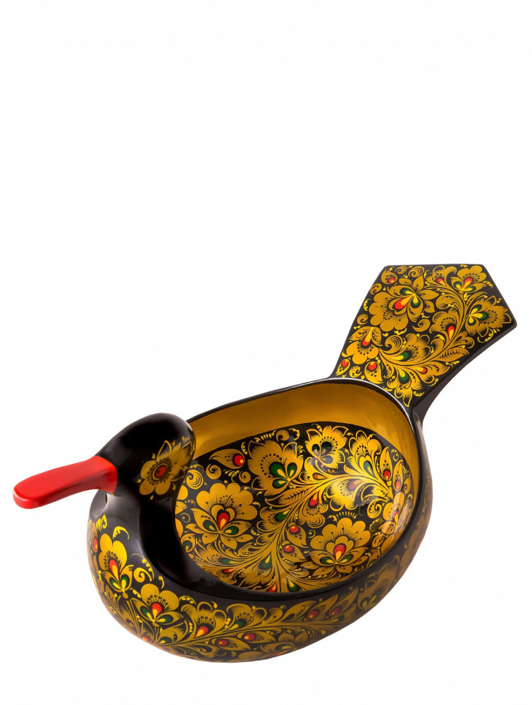 Duck Khokhloma hand painted wooden Ladle for Wine with small Ladles