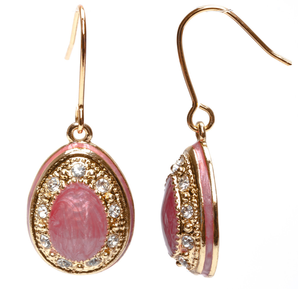 15x35 mm Pink Oval Egg Shaped Earrings