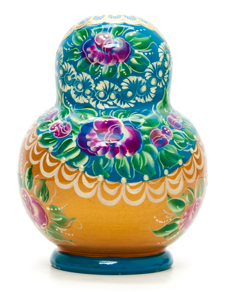 120 mm Flowers handpainted Wooden Matryoshka round Doll 10 pcs (by Irina Niorth)