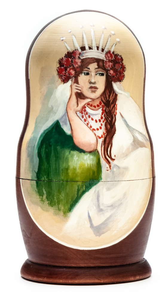 180mm Portrait of a Lady hand painted on wooden Matryoshka doll 5 pcs (by Alexander Famous Paintings Studio)