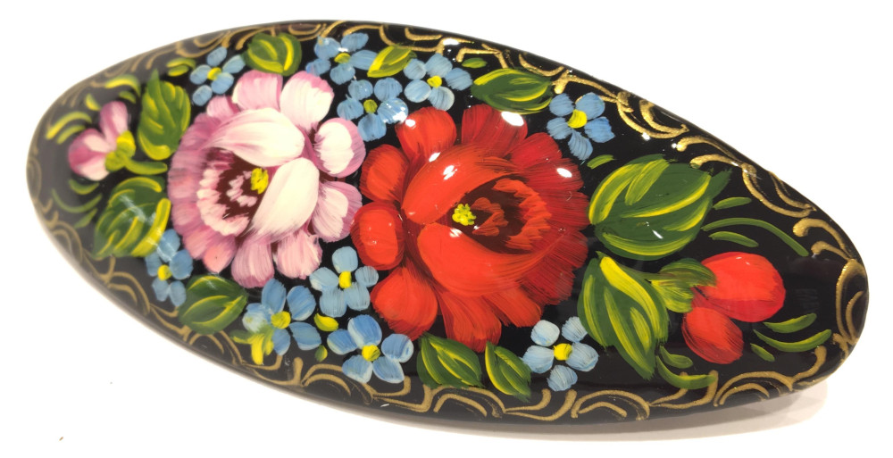 Lada Hair Clip Hand Painted Zhostovo Art