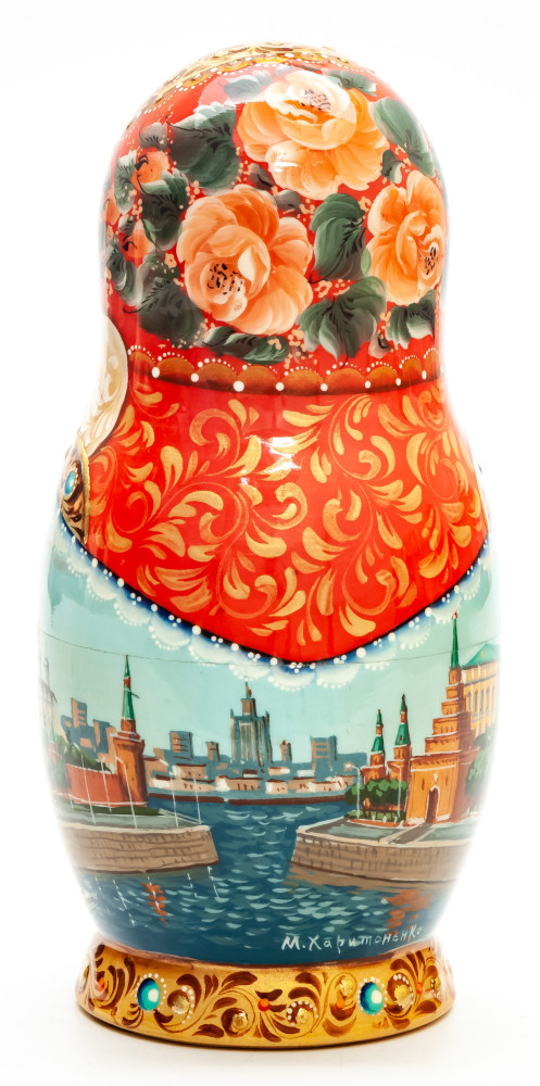 160 mm Moscow Saint Basil Cathedral hand painted Matryoshka round Doll 5pcs (by A Studio)