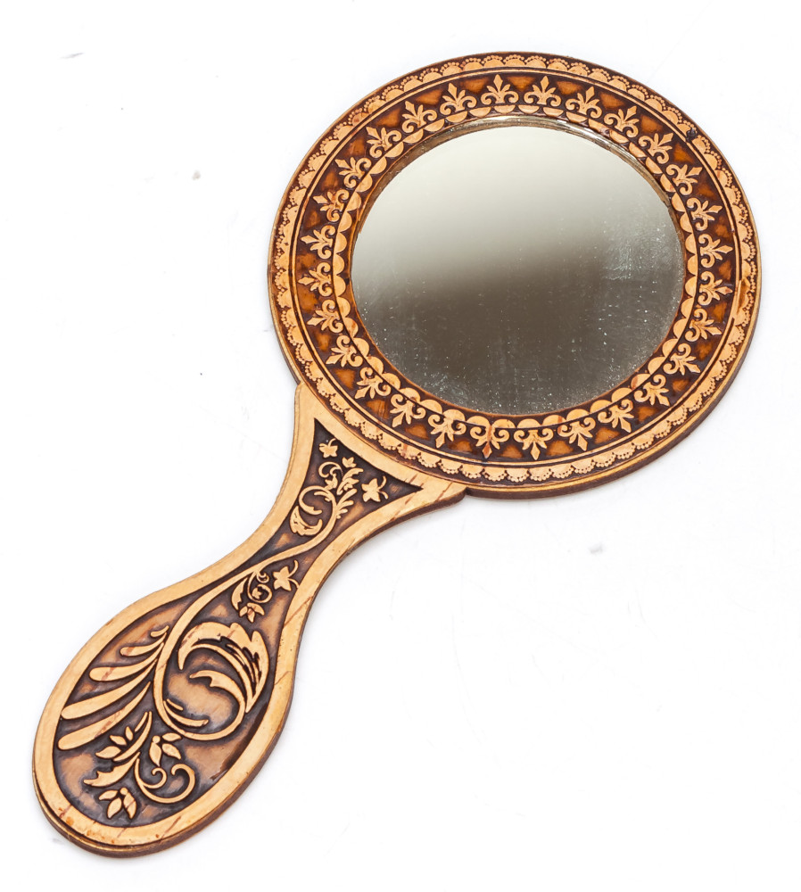 80x160 mm Moose hand made Birchbark Mirror (by Maxim Birch)