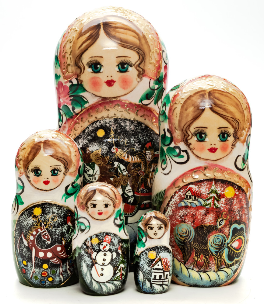 Shop Exclusive Nesting Dolls 180mm Russian Troika hand painted Matryoshka round Doll 5pcs (by Skazka) online at Skazka.site | Eligible for fast shipping and free returns. 180mm Russian Troika hand painted Matryoshka round Doll 5pcs (by Skazka)