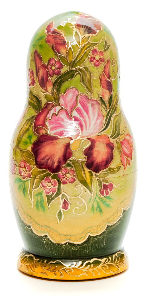 160 mm Flowers hand painted on Wooden Matryoshka doll 5 pcs (by Skazka)