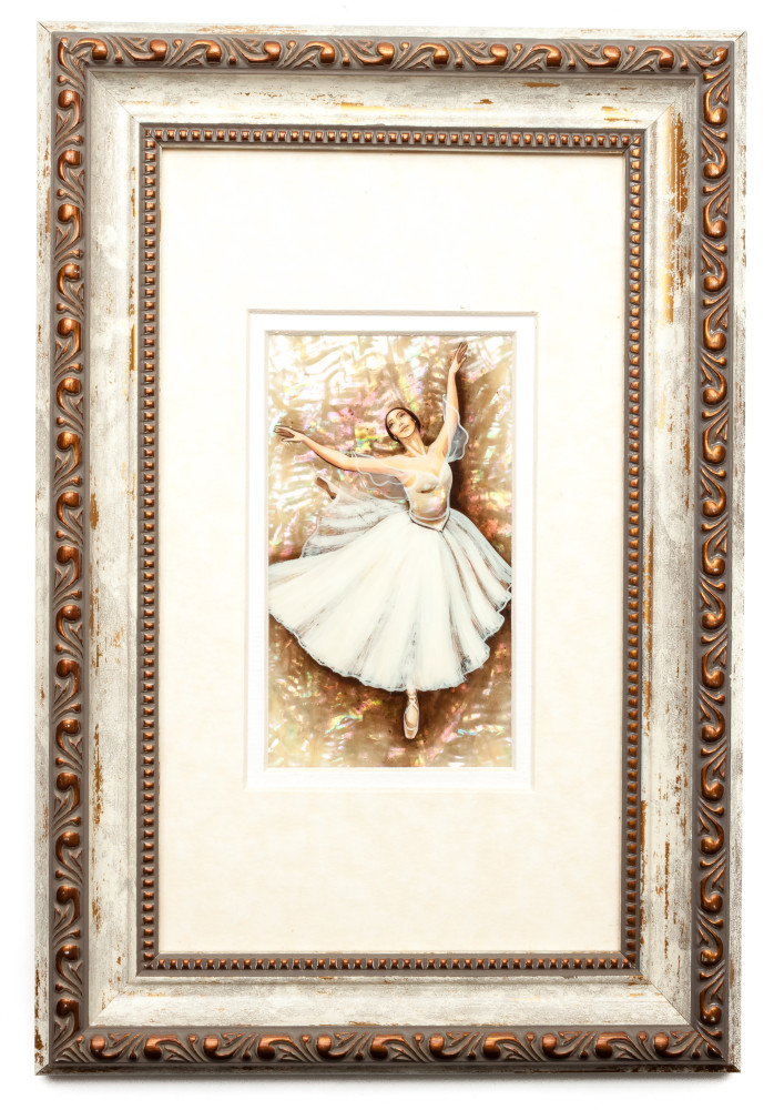 190x275mm Ballerina hand painted on Nacre Fedoscino painting (by Tatiana Fedoscino Arts)