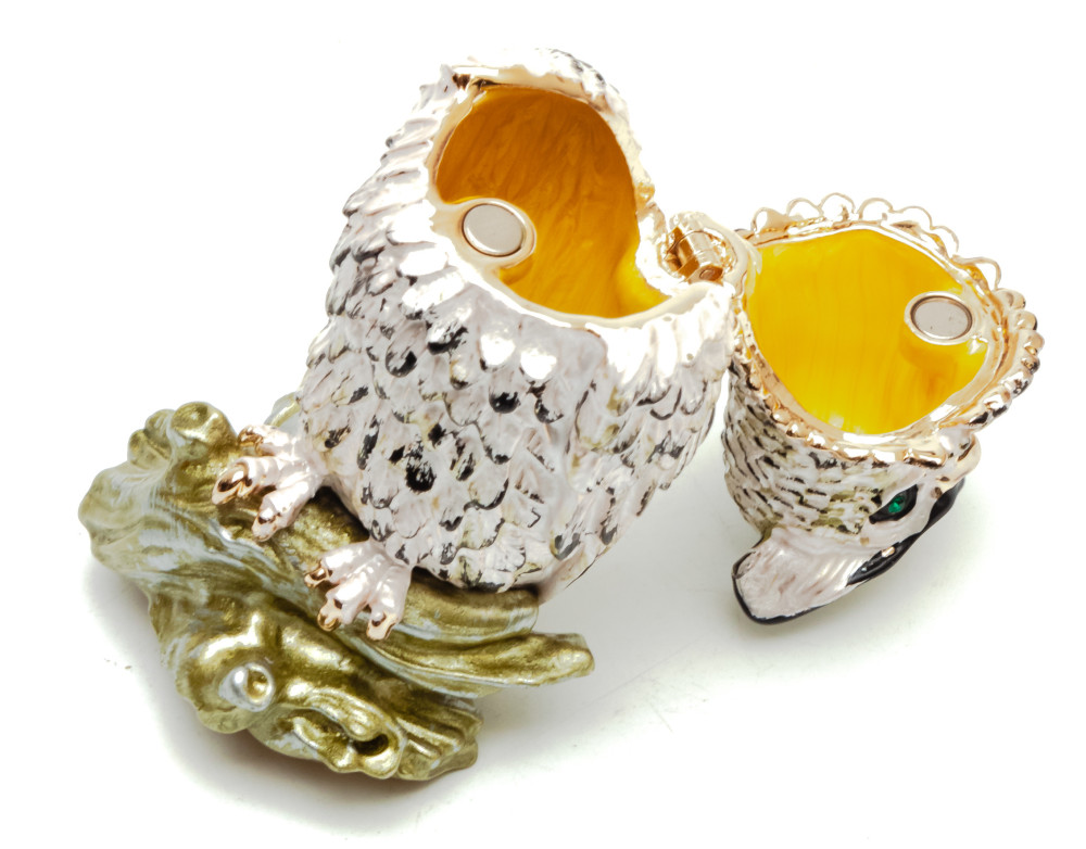 80 mm Owl White Jewellery Box