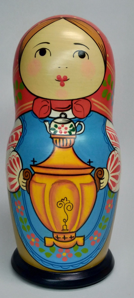 Shop Exclusive Nesting Dolls 160 mm Mistress with Samovar hand painted Traditional Russian Wooden Matryoshka doll 5 pcs (by Igor Malyutin) online at Skazka.site | Eligible for fast shipping and free returns. 160 mm Mistress with Samovar hand painted Traditional Russian Wooden Matryoshka doll 5 pcs (by Igor Malyutin)