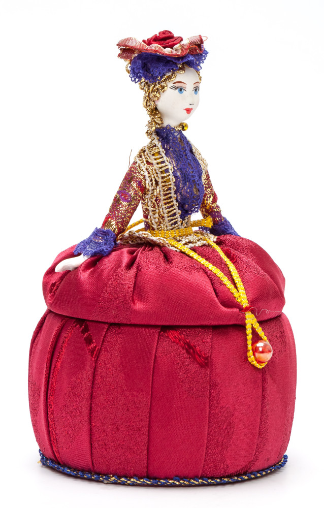 Girl in a Little Hat and Nice Dress Jewelry Box (hand-sewn Doll by Le Russe)