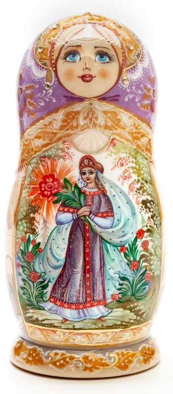 160mm The Scarlet Flower hand painted Matryoshka round Doll 5pcs (by A Studio)