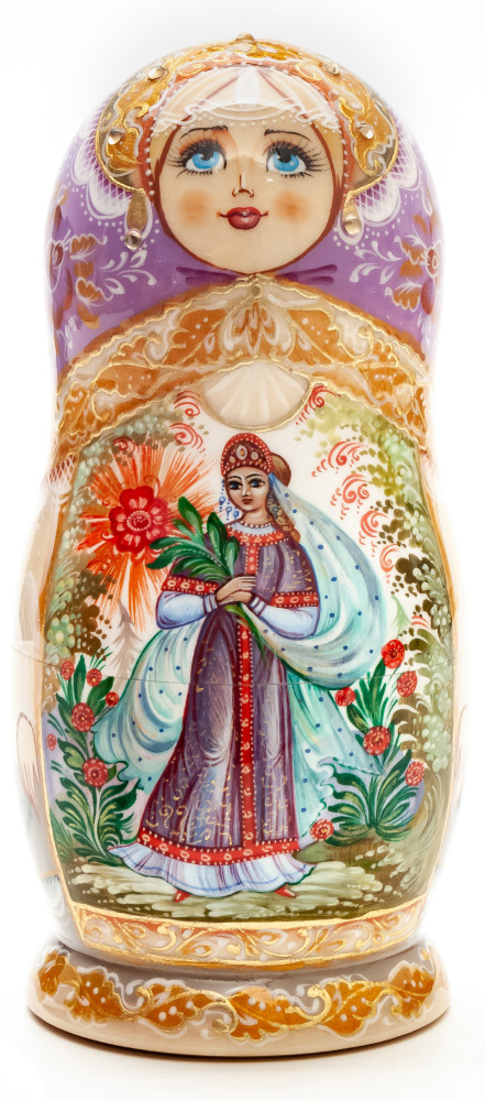 Shop Exclusive Nesting Dolls 160mm The Scarlet Flower hand painted Matryoshka round Doll 5pcs (by A Studio) online at Skazka.site | Eligible for fast shipping and free returns. 160mm The Scarlet Flower hand painted Matryoshka round Doll 5pcs (by A Studio)