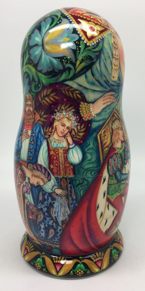 170 mm The Scarlet Flower Fairytale hand painted Russian Matryoshka Doll 5 pcs (by Olga Solovey)