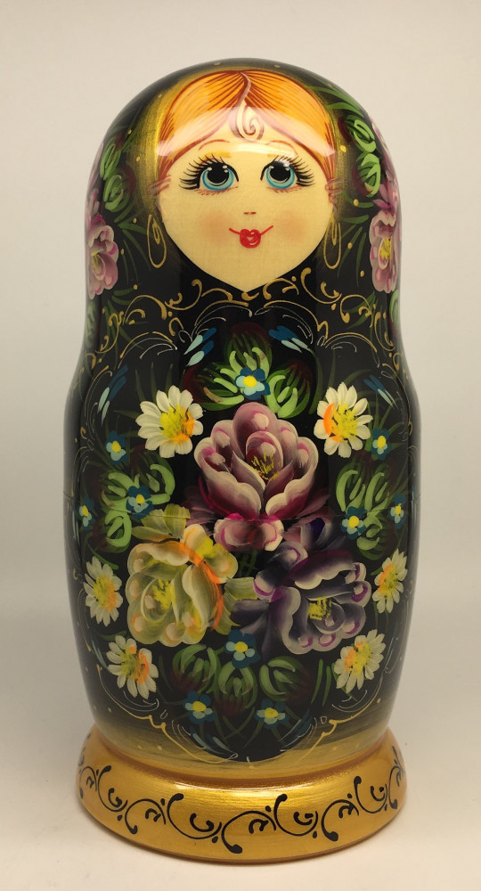 200 mm Summer Flowers hand painted Russian Matryoshka Doll 5 pcs (by Summer Shine)