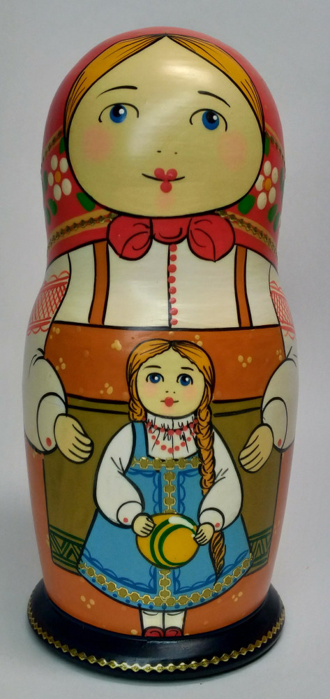 Shop Exclusive Nesting Dolls 160 mm Mother with Daughter hand painted Traditional Russian Wooden Matryoshka doll 5 pcs (by Igor Malyutin) online at Skazka.site | Eligible for fast shipping and free returns. 160 mm Mother with Daughter hand painted Traditional Russian Wooden Matryoshka doll 5 pcs (by Igor Malyutin)