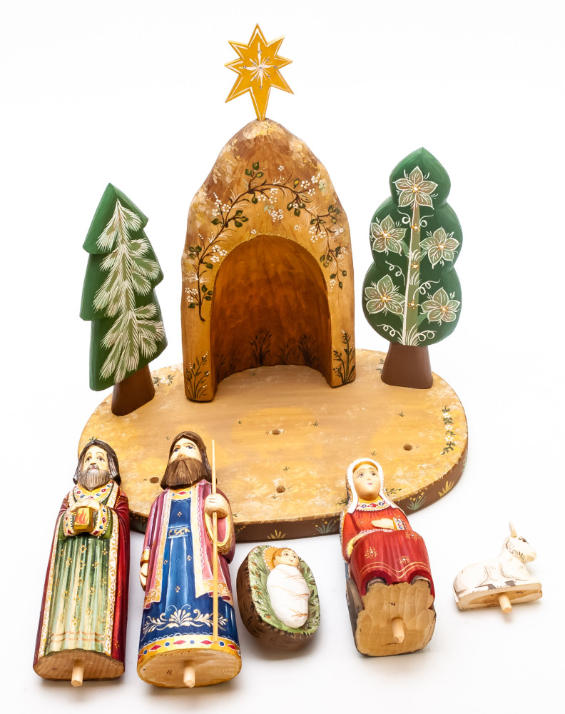Nativity Set of 7 handpainted Carving Wooden Figures