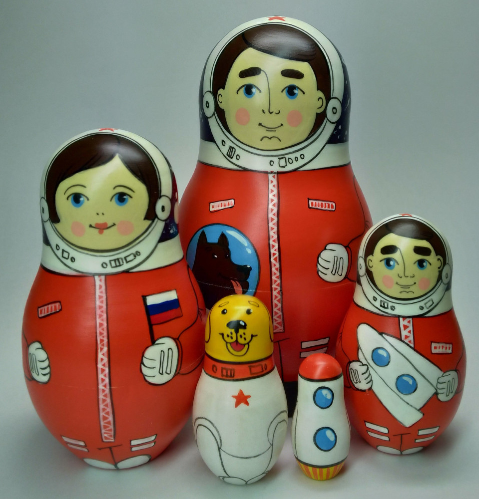 Shop Exclusive Nesting Dolls 125 mm Spaceman hand painted Traditional Russian Wooden Matryoshka doll 5 pcs (by Igor Malyutin) online at Skazka.site | Eligible for fast shipping and free returns. 125 mm Spaceman hand painted Traditional Russian Wooden Matryoshka doll 5 pcs (by Igor Malyutin)