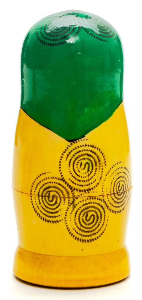 95 mm Green Head Semenovskaya Hand Painted Wooden Matryoshka Nesting Doll 4 pcs inside  (by Ivan Studio)