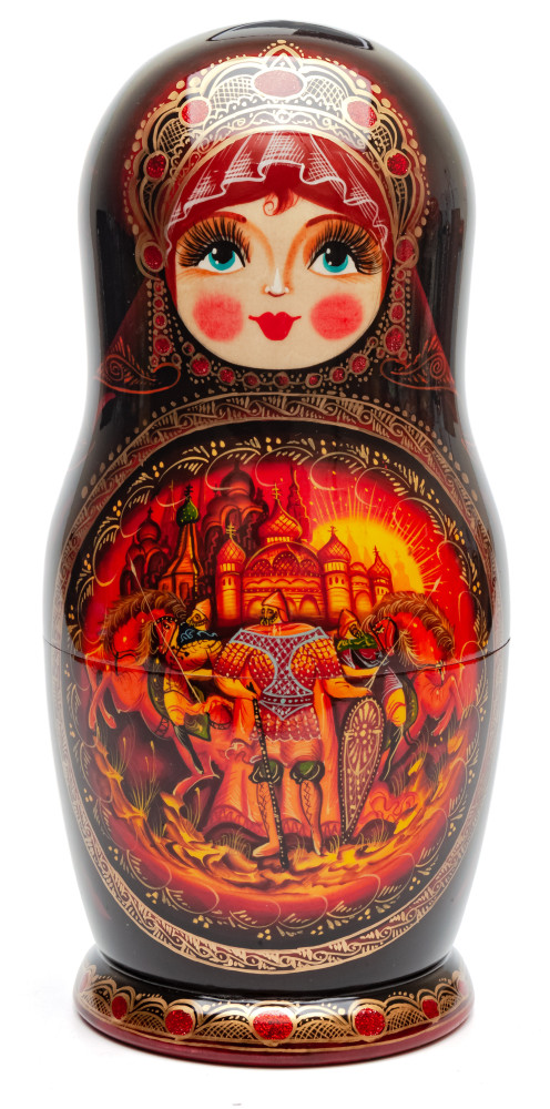 270 mm Knights hand painted on Wooden Matryoshka doll 10 pcs (by Golden Cockerel Studio)