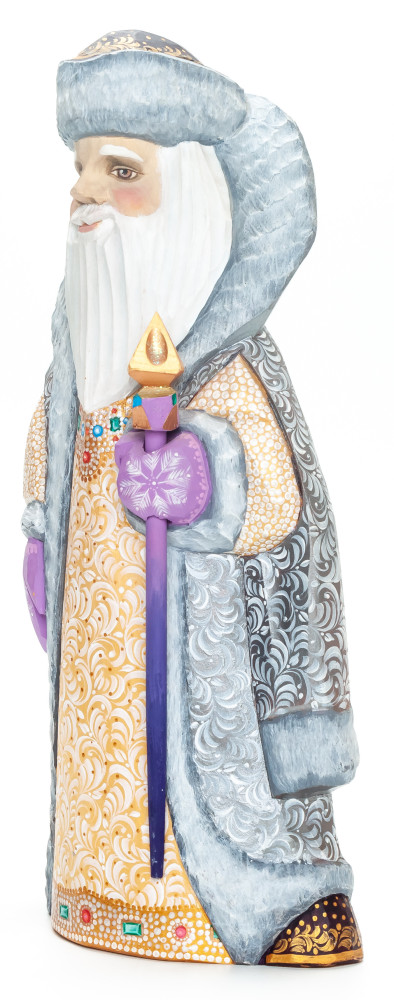 260 mm Santa Claus with a Magic Staff Carved Wood Hand Painted Collectible Figurine  (by Natalia Nikitina Workshop)