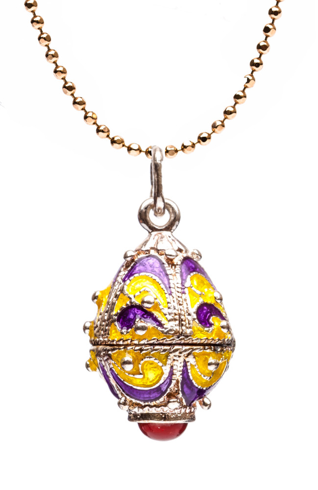 Easter Yellow with Violet Egg Pendant 