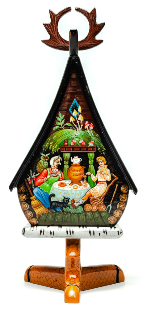 200x90mm The Hut on the Chicken Legs hand painted lacquered box from Palekh (by Pavel Studio)