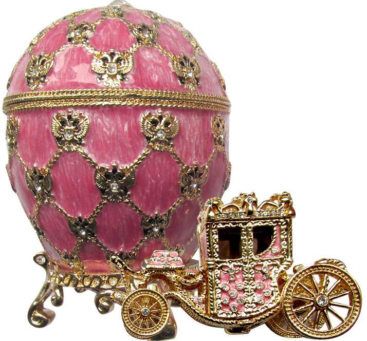 95 mm Imperial Coach and Pink Imperial Coronation Easter Egg