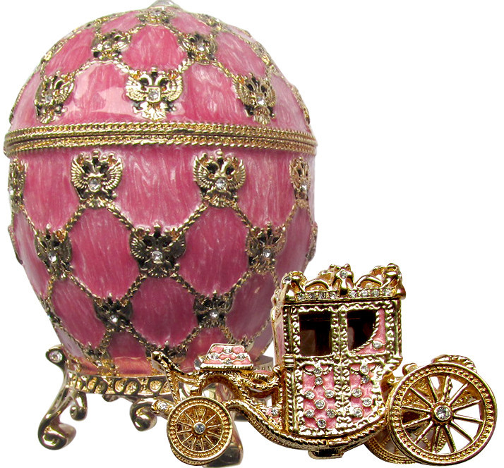 95 mm Imperial Coach and Pink Imperial Coronation Easter Egg