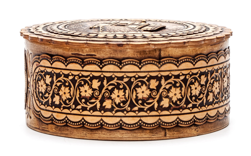 d 75 mm Church hand made Birchbark Jewelry Box (by Maxim Birch)