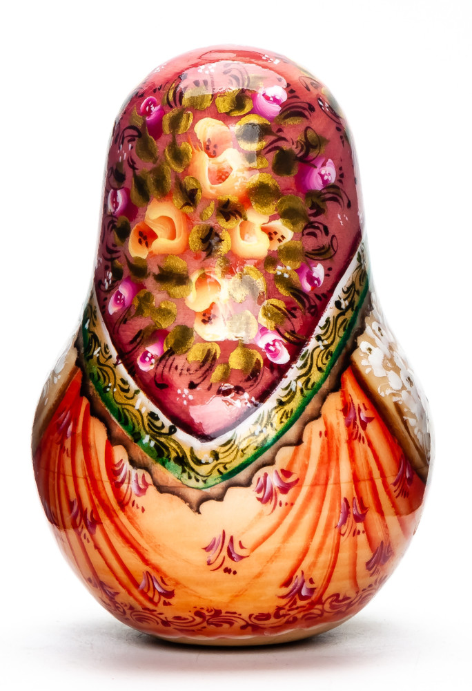 100mm Russian Doll with handpainted Girl with a Harp Roly-poly Toy